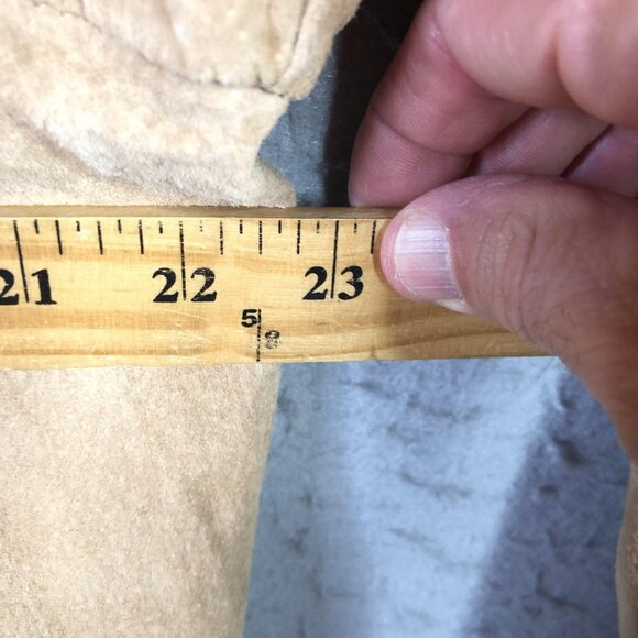 Coldwater Creek Jacket Womens 3X Tan Suede Leather Open Front Lace Trim Boho - Picture 3 of 15